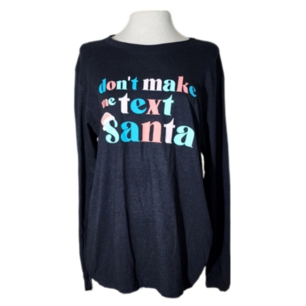 Things She Loves Santa Long Sleeve T-Shirt Black Size L